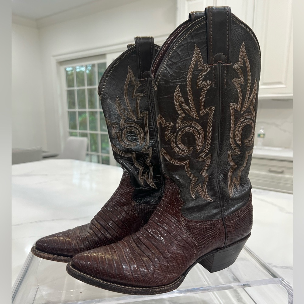 Justin Vintage brown lizard L 4711 western cowboy boots size 6 - Picture 3 of 14